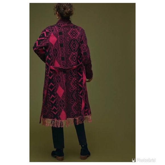NWOT - Anthropologie, Vilagallo, Abstract Fringed Sweater Coat - Picture 4 of 10